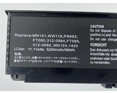 Акумуляторна батарея для ноутбука Dell WW116 Inspiron 1420 10.8V Black 5200mAh OEM - фото 3