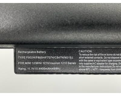 Аккумуляторная батарея для ноутбука Dell F707H Inspiron Mini 12 11.1V Black 4400mAh OEM - фото 3