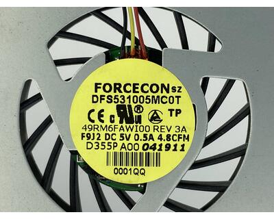 Вентилятор для ноутбука Dell Studio 15Z 1569 5V 0.5A 3-pin Forcecon - фото 3