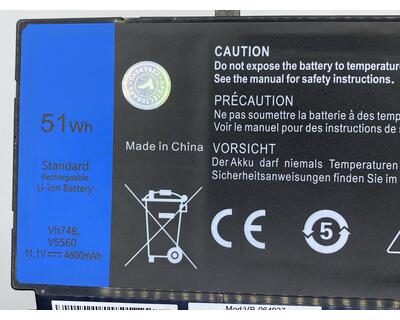 Акумуляторна батарея для ноутбука Dell VH748 Vostro 5560 11.1V Black 4600mAh OEM - фото 3