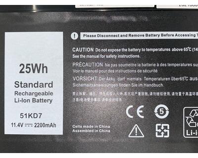 Акумуляторна батарея для ноутбука Dell 51KD7 Latitude 3180 11.4V Black 2200mAh OEM - фото 3