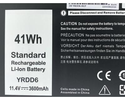 Аккумуляторная батарея для ноутбука Dell YRDD6 Inspiron 14Z-5482 11.4V Black 3600mAh OEM - фото 3