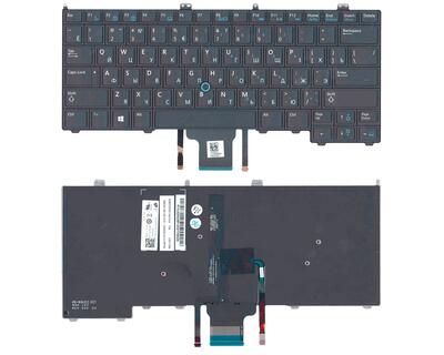 Клавиатура для ноутбука Dell Latitude (E7440) с подсветкой (Light), с указателем (Point Stick) Black, RU